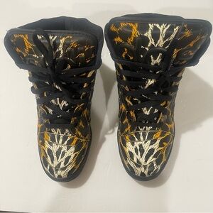 Jeremy Scott x Adidas Black and Gold Athletic Shoes